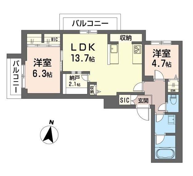 LA BELLEVIE KOTAKECHO(2SLDK/3階)の間取り写真