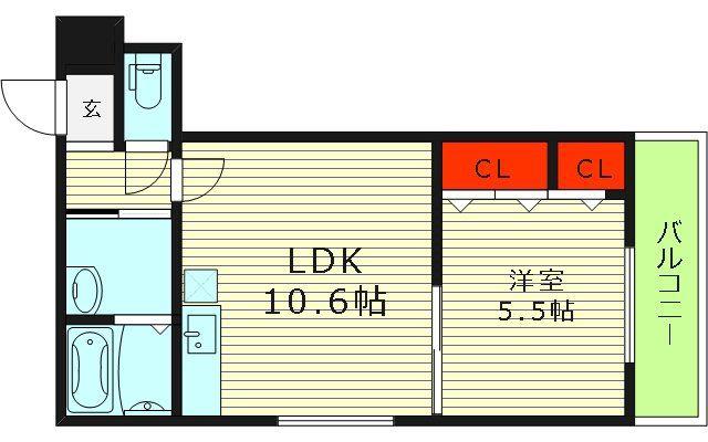 フジパレス深江橋II番館(1LDK/3階)の間取り写真