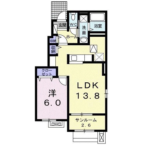ヴァルム ハウス I(1LDK/1階)の間取り写真