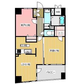 BECK イースト(1SLDK/3階)の間取り写真