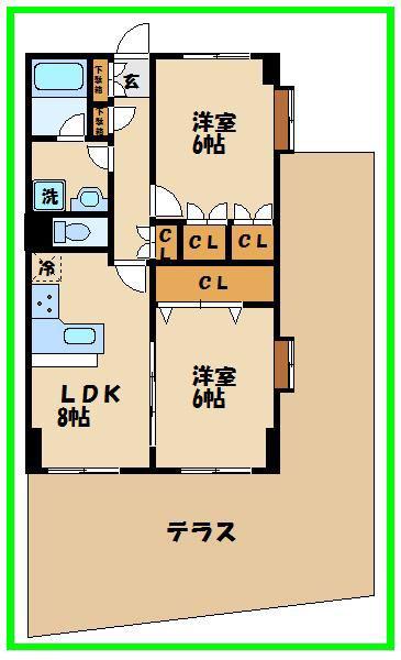 ユーコート赤堤(2LDK/1階)の間取り写真