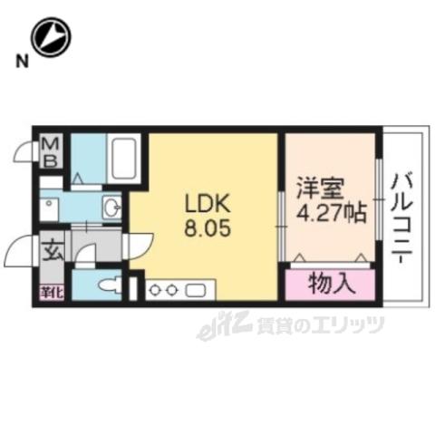 リバーサイド桂壱番館(1LDK/1階)の間取り写真