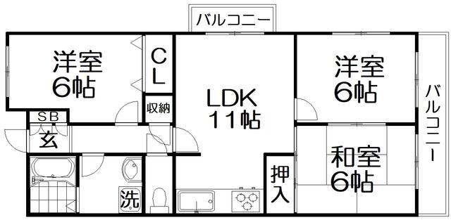 HIKO壱番館(3LDK/4階)の間取り写真