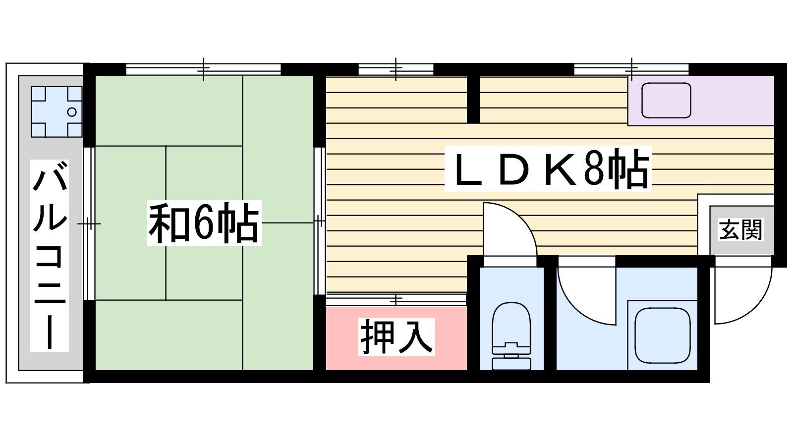 ペディコート神戸舞子坂(1LDK/2階)の間取り写真