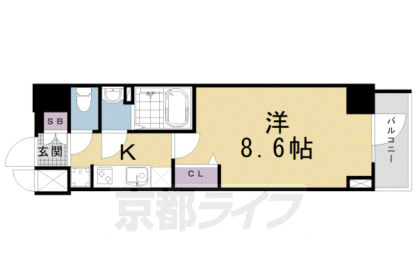 DCガーデン京都西(1K/6階)の間取り写真