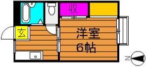 コーポ吉備路B棟(1K/2階)の間取り写真