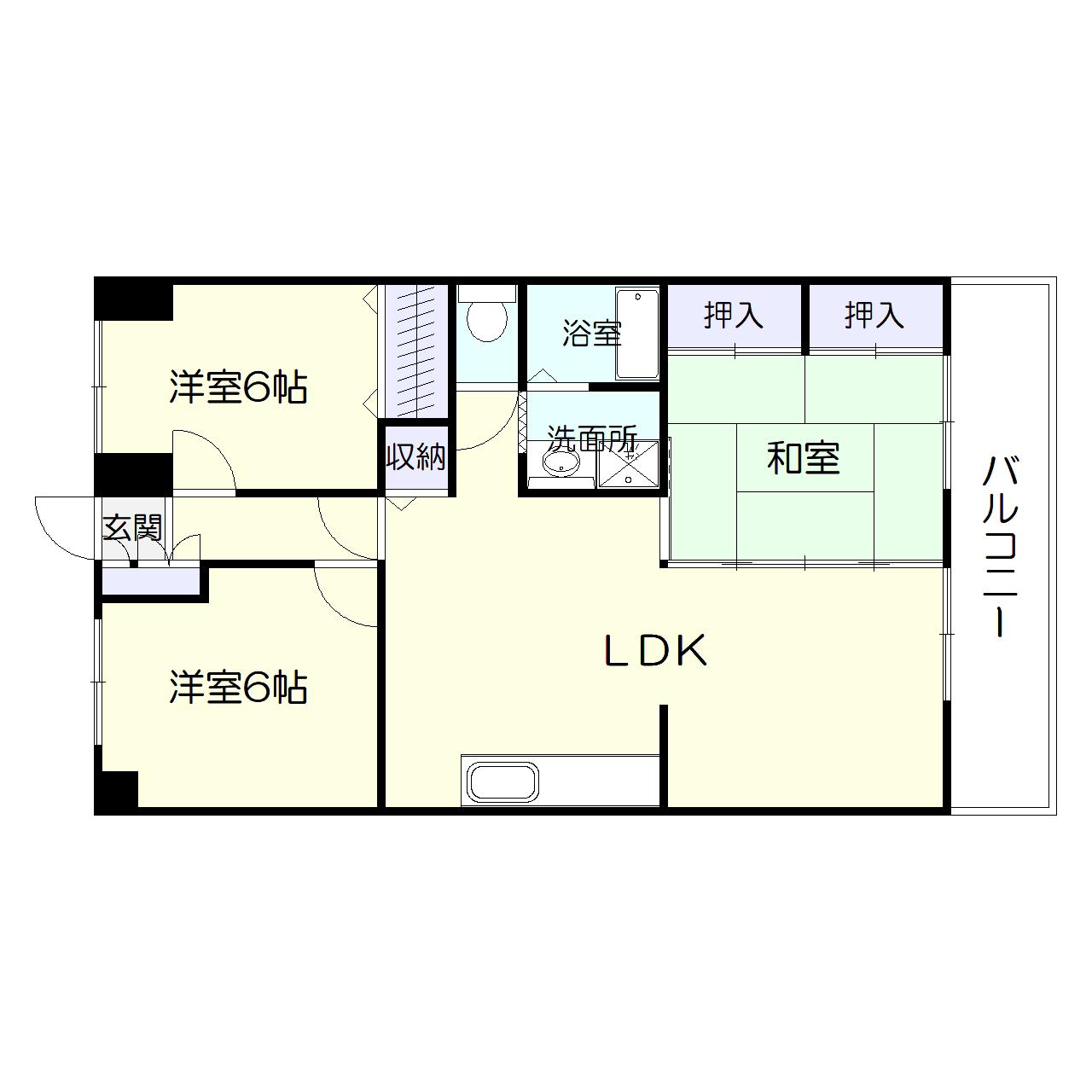 カサグランデ与次郎(3LDK/3階)の間取り写真