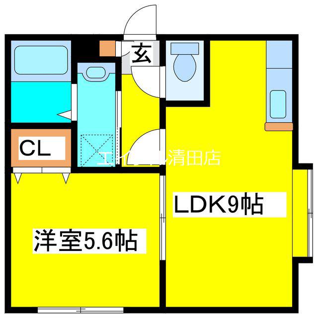 クレセール清田(1LDK/3階)の間取り写真