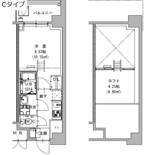 S-RESIDENCE植田ASOLEA(1K/14階)の間取り写真
