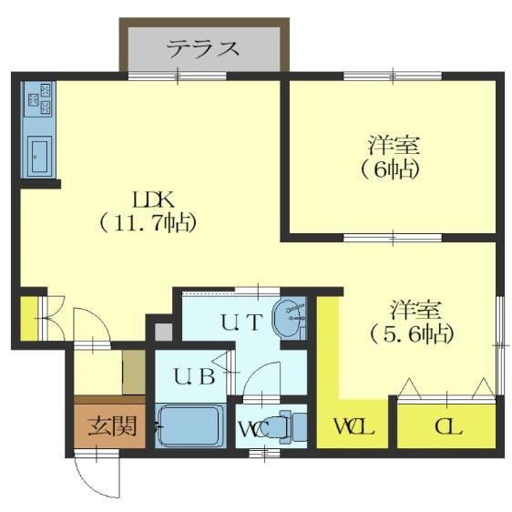 コーポ城(2LDK/2階)の間取り写真