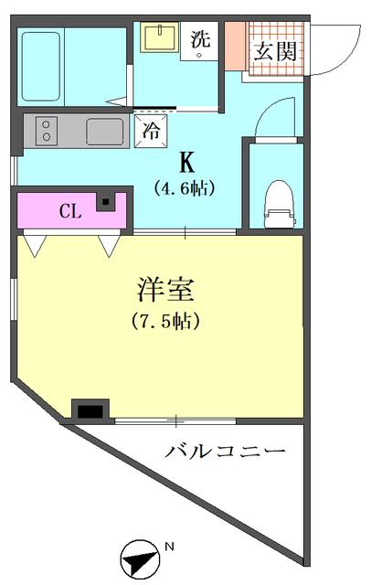 プランドウル大森(1K/2階)の間取り写真