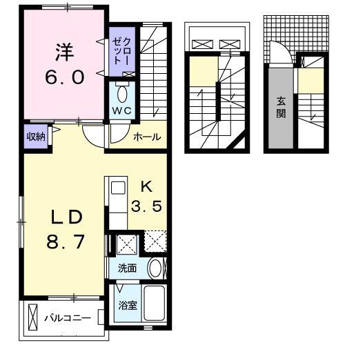 ソラーナ アツギ(1LDK/3階)の間取り写真