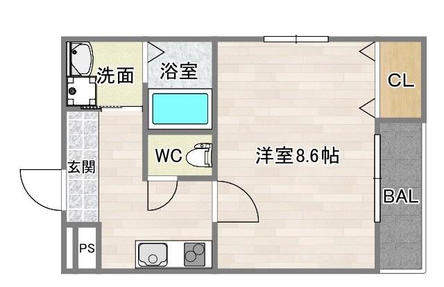フジパレス阿倍野丸山通I番館(1K/1階)の間取り写真