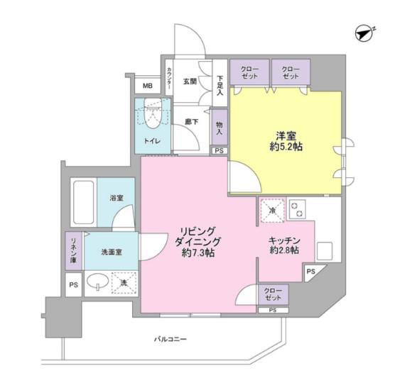 サンピエス大森(1LDK/12階)の間取り写真