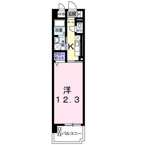 プラシード(1K/4階)の間取り写真
