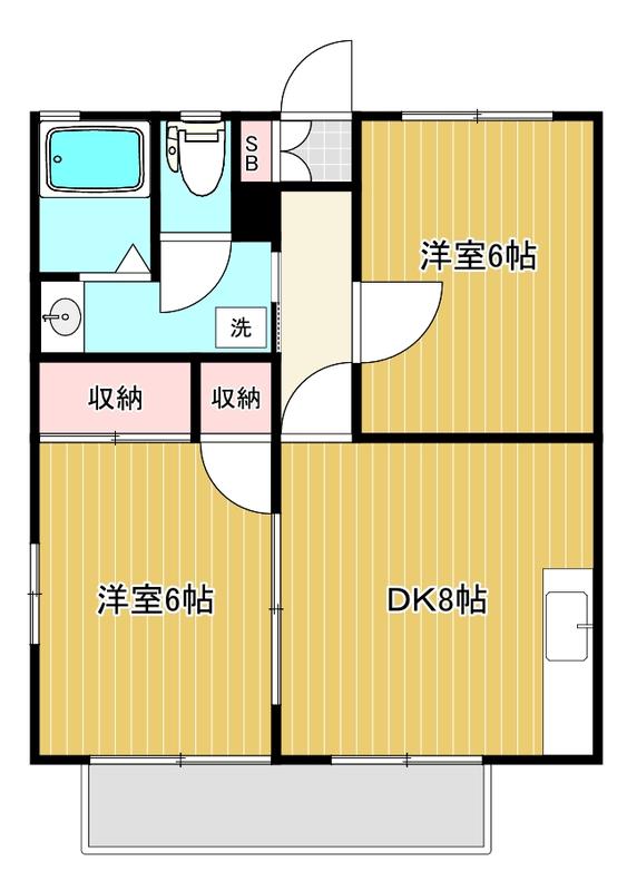 第6登陽コーポ(2DK/1階)の間取り写真