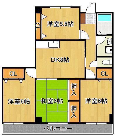 ニューコーポ高見(4DK/3階)の間取り写真