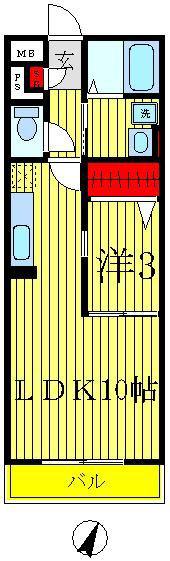 ヴェルドミール I(1LDK/3階)の間取り写真
