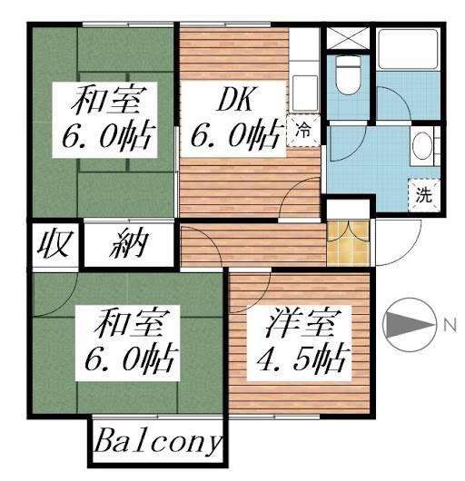 ミューラル湊(3DK/2階)の間取り写真