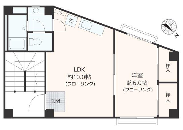 サーハンハウス(1LDK/3階)の間取り写真