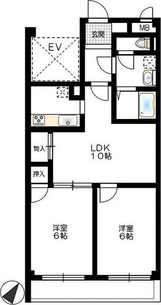 エトワールモリ(2LDK/4階)の間取り写真