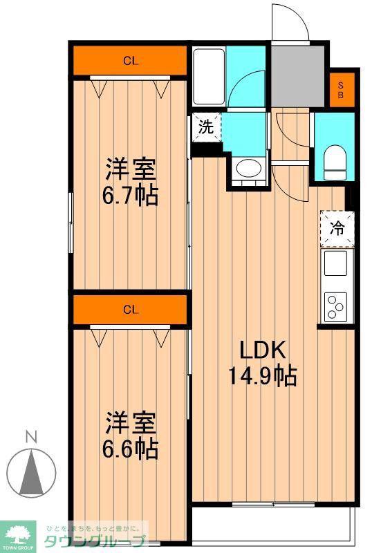 RIZIERE VILLAGE西日暮里(2LDK/3階)の間取り写真
