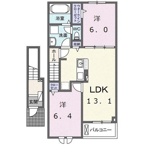 ベルフィオーレII(2LDK/2階)の間取り写真