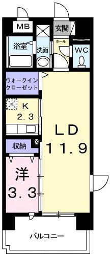 メゾンノーブル(1LDK/2階)の間取り写真