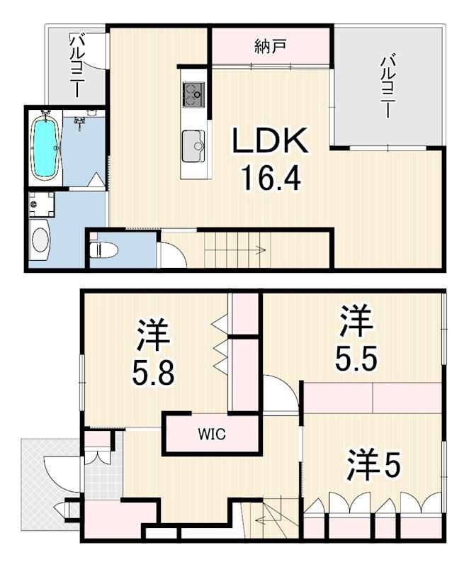 明石市西明石町4丁目ヘーベルメゾン(3LDK/1階)の間取り写真