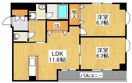 エピドール稲田堤(2LDK/4階)の間取り写真