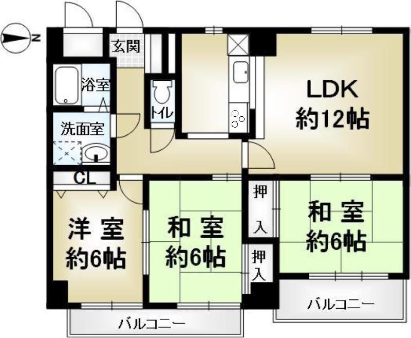 コンフォート桂(3LDK/3階)の間取り写真