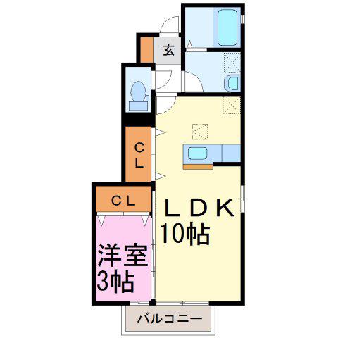 ゼファーコーポ(1LDK/1階)の間取り写真