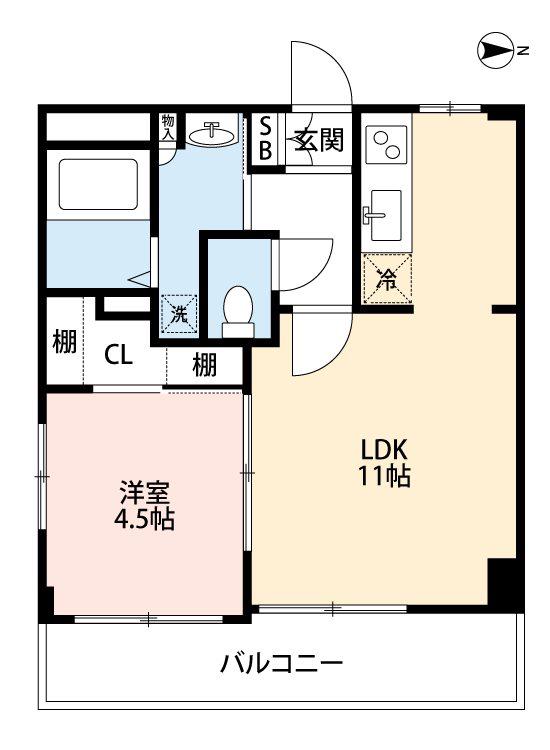 熊本駅南マンション(1LDK/4階)の間取り写真