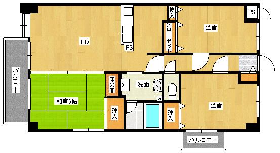 ハイブレスビル(3LDK/4階)の間取り写真
