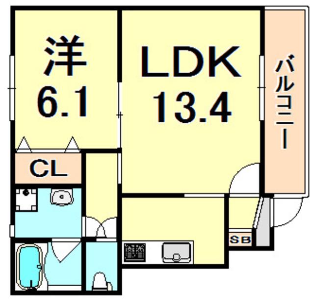 ベニール園田(1LDK/1階)の間取り写真