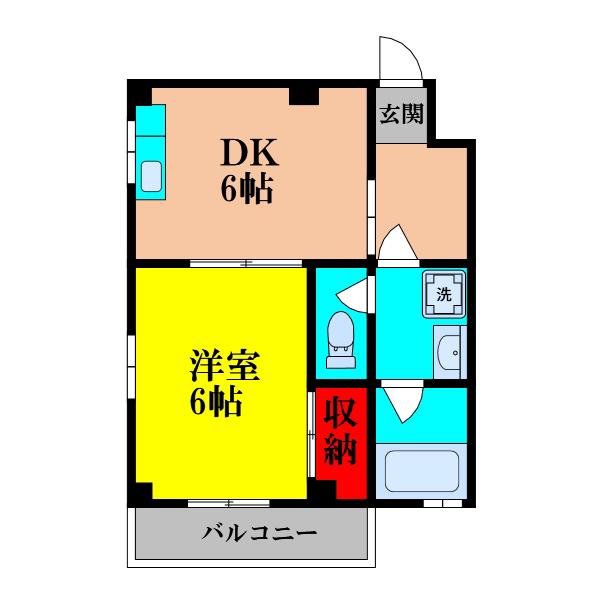 ハイツキシモト(1DK/3階)の間取り写真