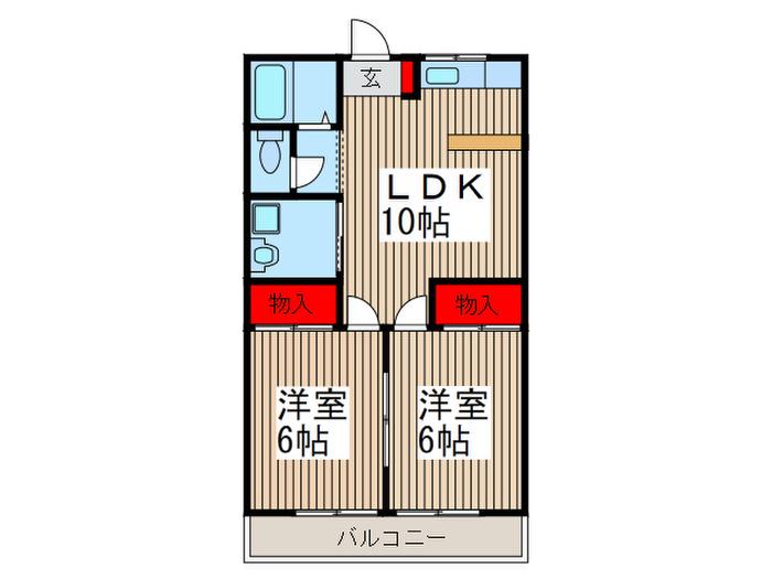パルコートA(2LDK/1階)の間取り写真