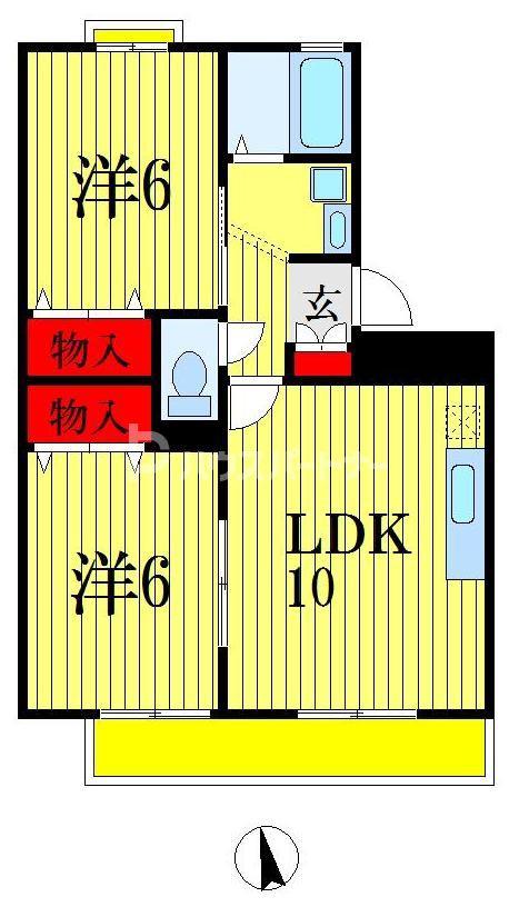 クレアール A(2LDK/2階)の間取り写真