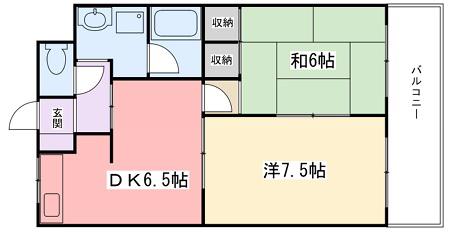 やしろ中村コーポ B棟(2DK/1階)の間取り写真
