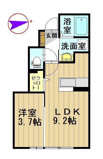 D-ROOM銅屋町B(1LDK/1階)の間取り写真