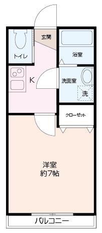 ベルガーデン(1K/2階)の間取り写真