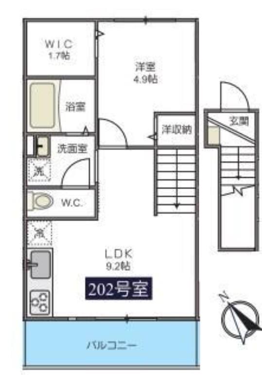 UNA BELLA ZONA(1LDK/2階)の間取り写真