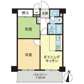 ライオンズマンション東片端(2DK/3階)の間取り写真
