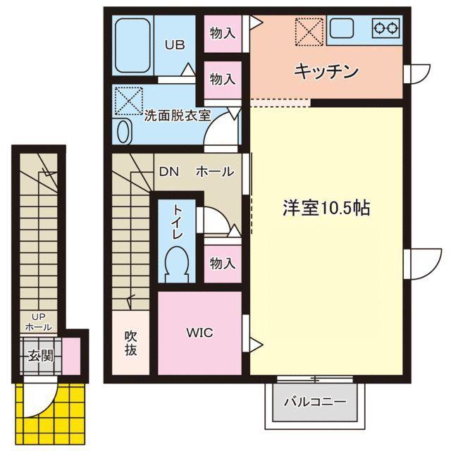 CITY福田町II(1SK/2階)の間取り写真