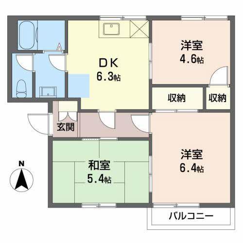 フレグランスB B(3DK/2階)の間取り写真
