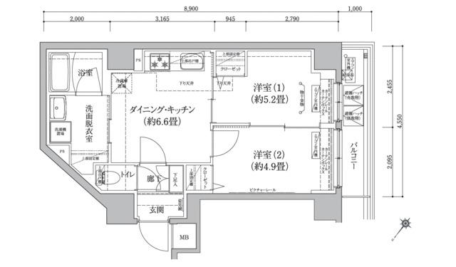 アイル グランデ押上ノース(2DK/6階)の間取り写真