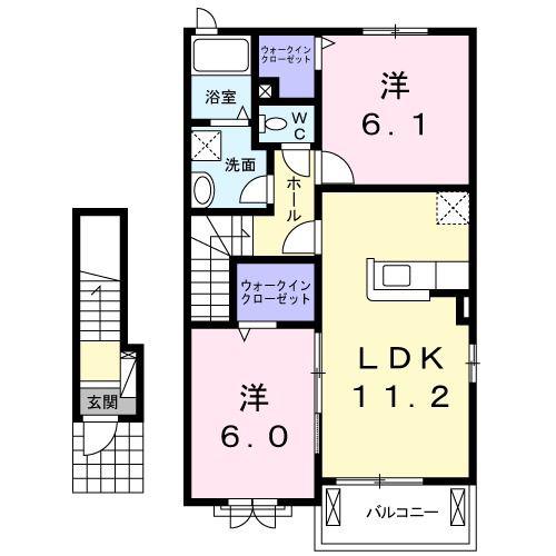 K-SUNS彦島 I(2LDK/2階)の間取り写真