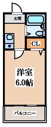 ウエストビレッジ(1K/1階)の間取り写真
