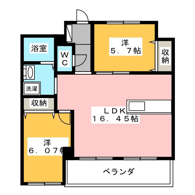 ベルウッドマンション(2LDK/2階)の間取り写真