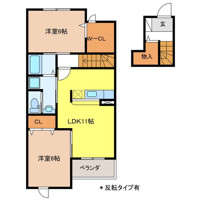 ドリーム三田(2LDK/2階)の間取り写真